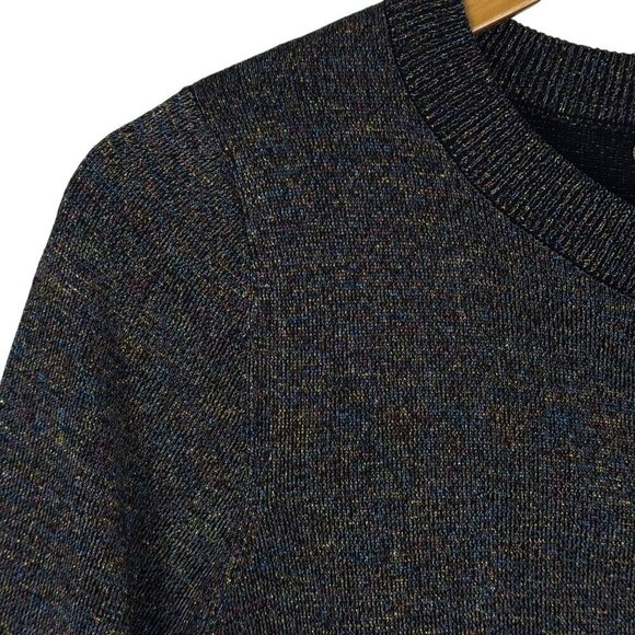 Modcloth Metallic Sparkle Iridescent Black Grey Cardigan Sweater Size Med EUC - Picture 2 of 8